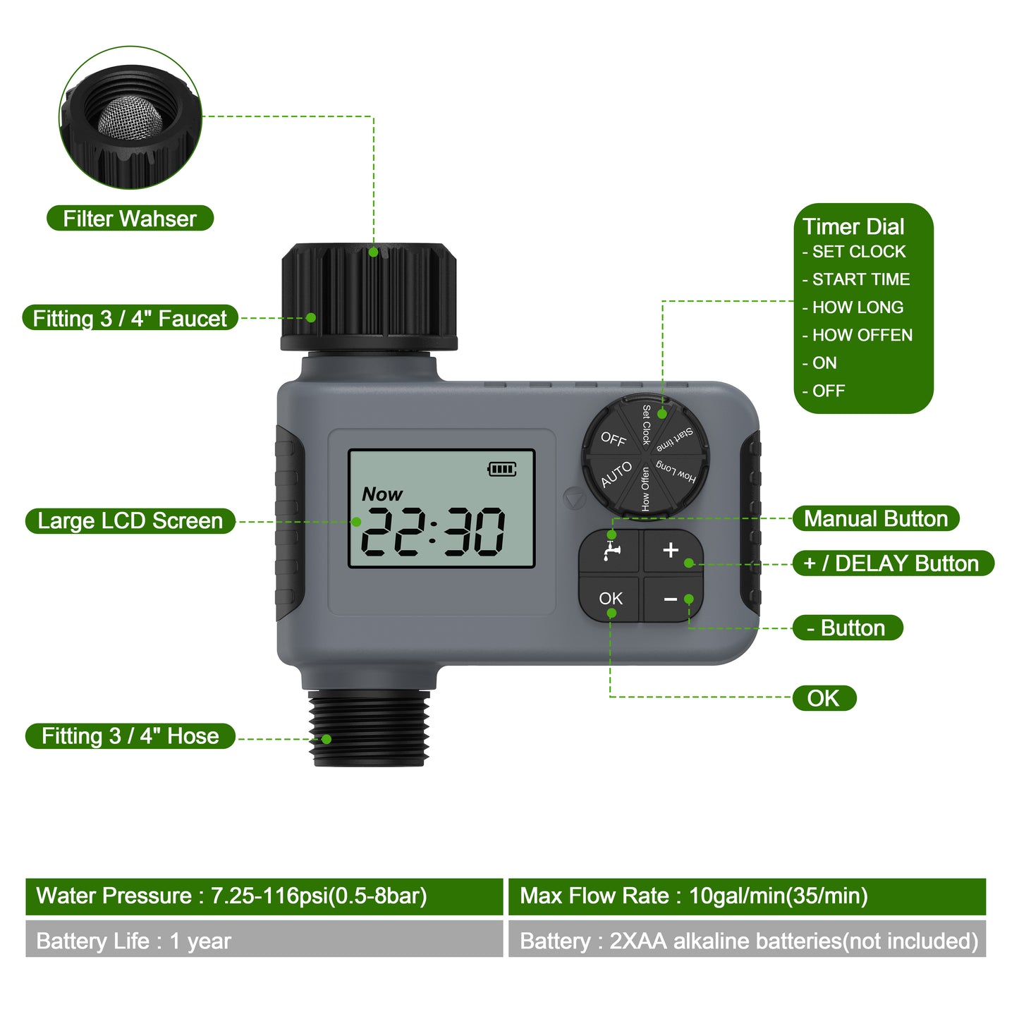 Sprinkler Timer, Programmable Water Timer for Garden Hose