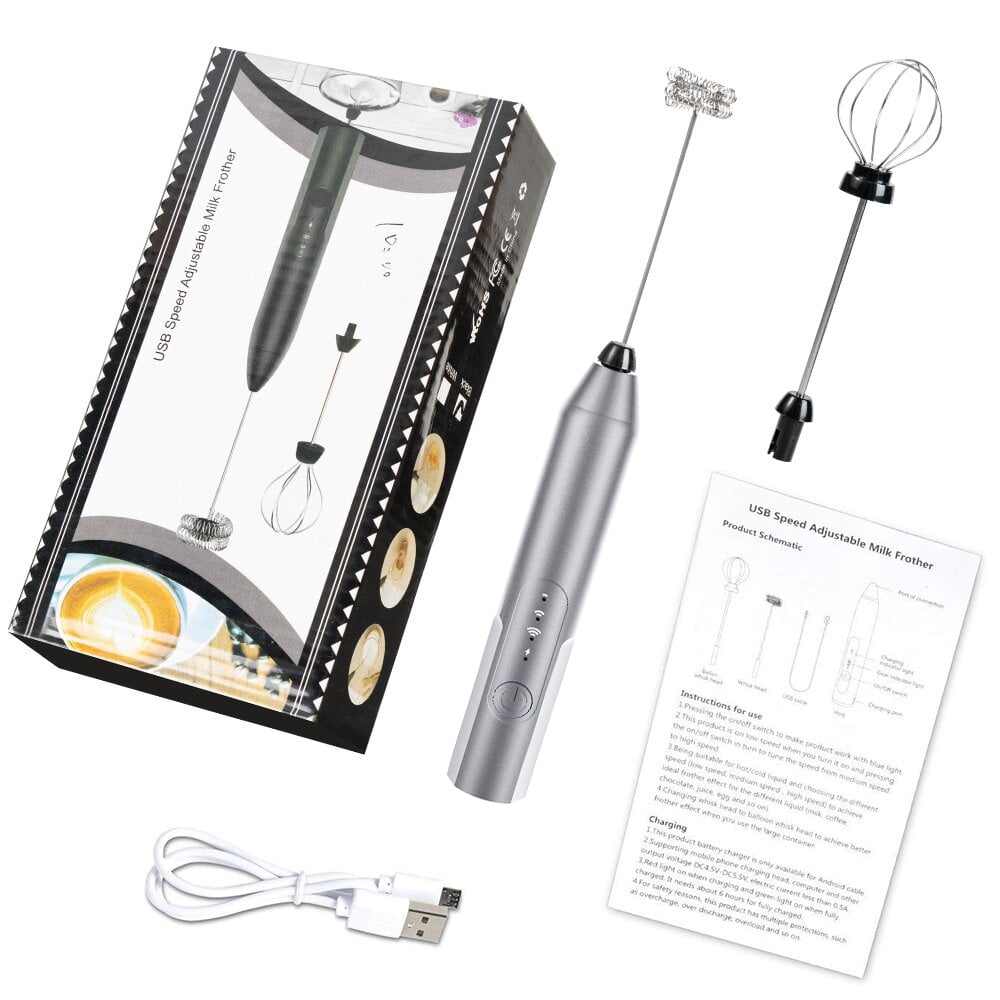 Handheld Milk Frother, Electric Whisk & Mini Blender, Stainless Steel Drink Mixer