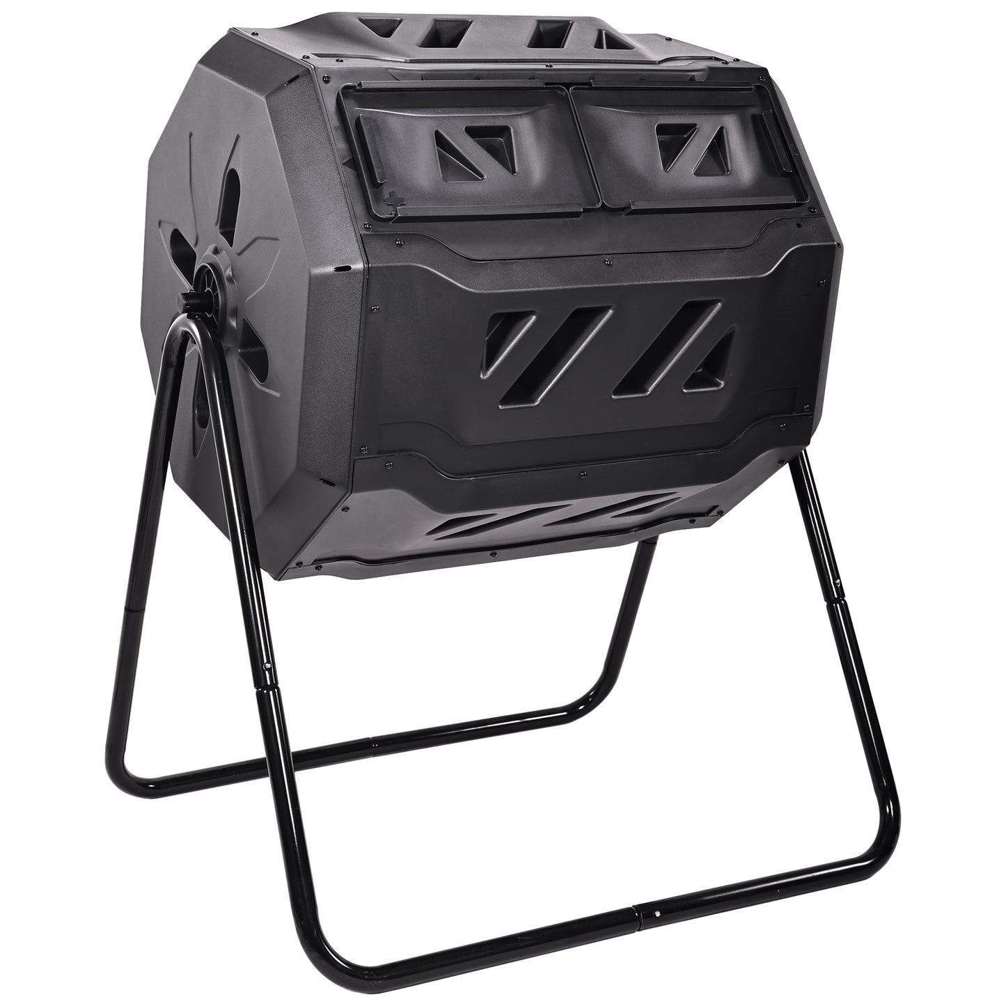 Outdoor Plastic Dual Chamber 360 ⁰ Tumbling Composter Bin for Garden Kitchen Yard 35 Gallon