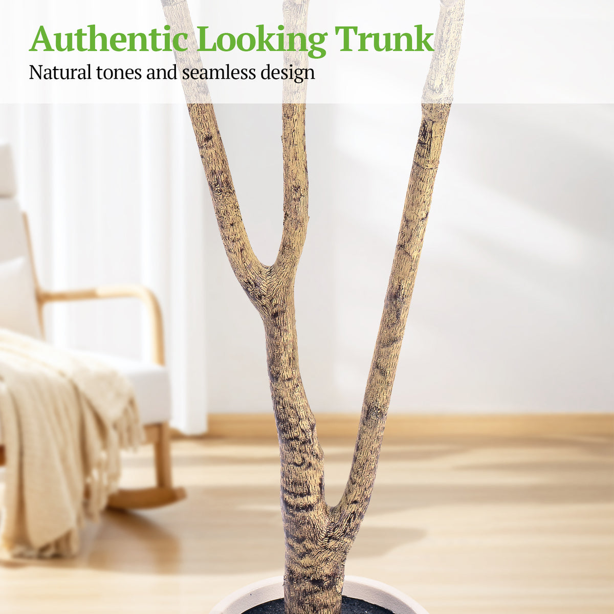 7FT Tall Artificial Olive Tree for Home Office Decor, Faux Olive Tree with White Tall Planter, Artificial Plants with Natural Wood Trunk and Lifelike Fruits