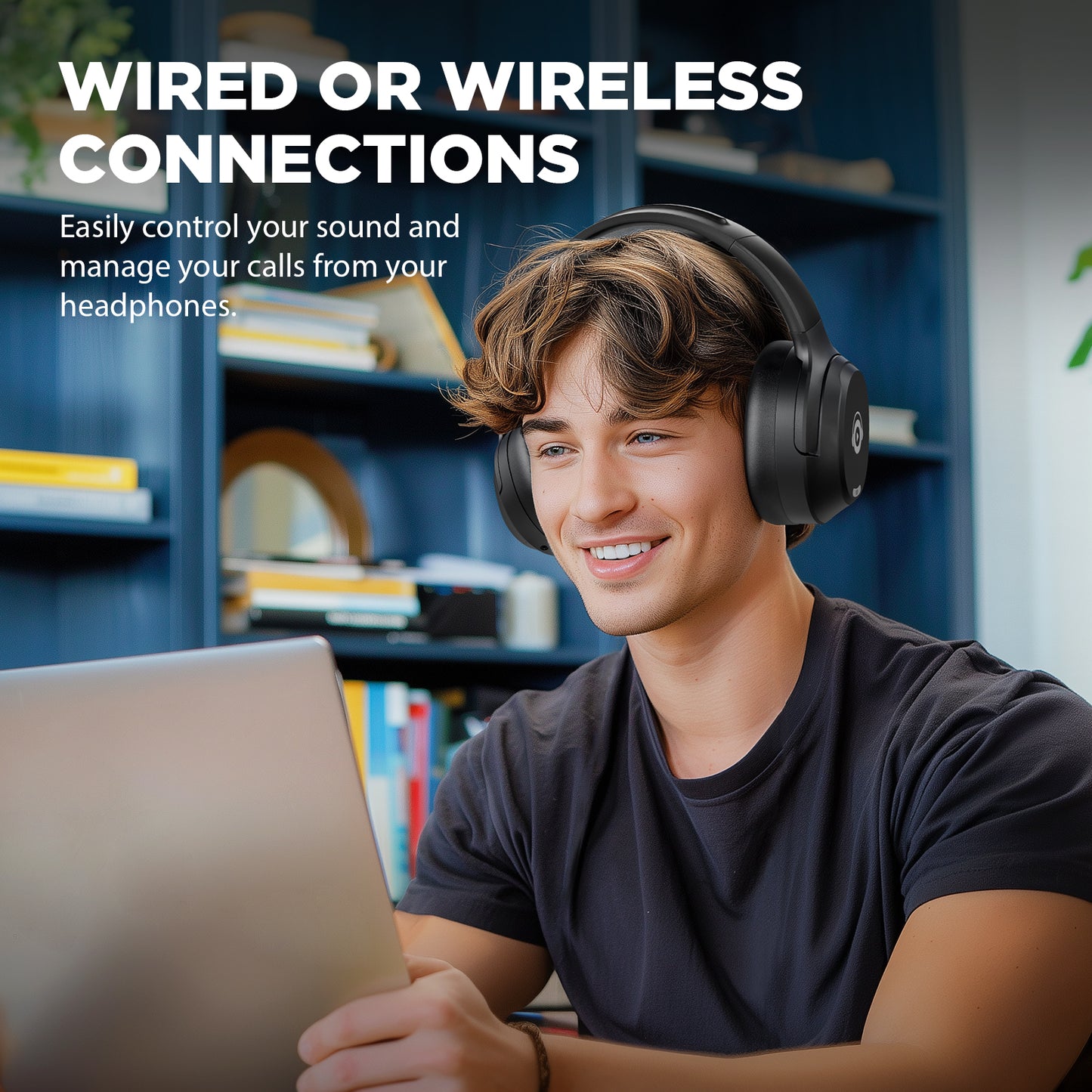 Bluetooth Headphone Hybrid ANC Wireless E11B Black, 40-60H Playtime Compatible Phone PC TV Travel Home Office
