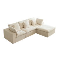 120"L-Shaped Boneless Cloud Modular Sectional Sofa, 35D High-Density Foam with Extra-Wide Armrests, Compression Sectional Couches, Beige