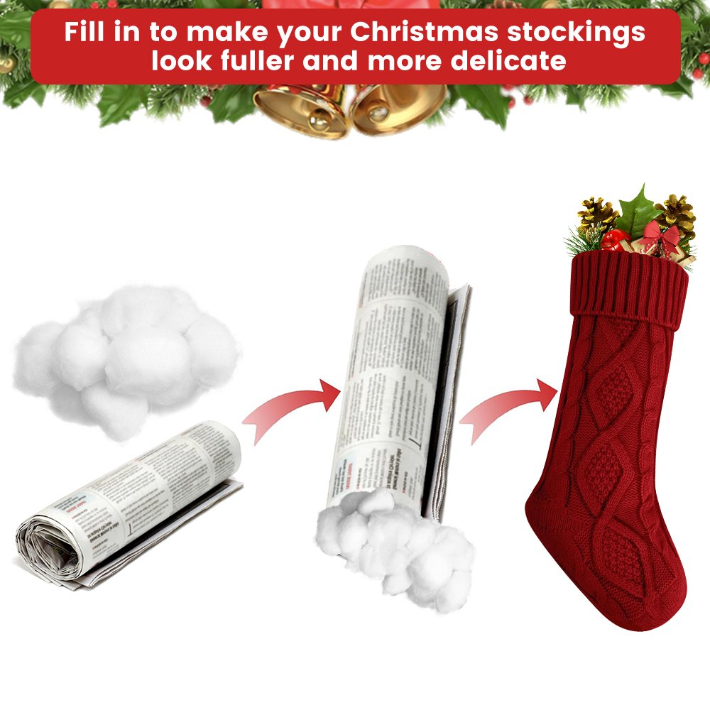 4 Pack Christmas Stockings, Knitted Stocking for Holiday Christmas Party Family Decorations Red