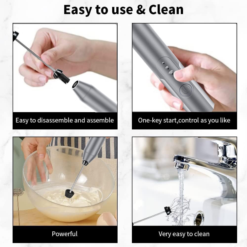 Handheld Milk Frother, Electric Whisk & Mini Blender, Stainless Steel Drink Mixer