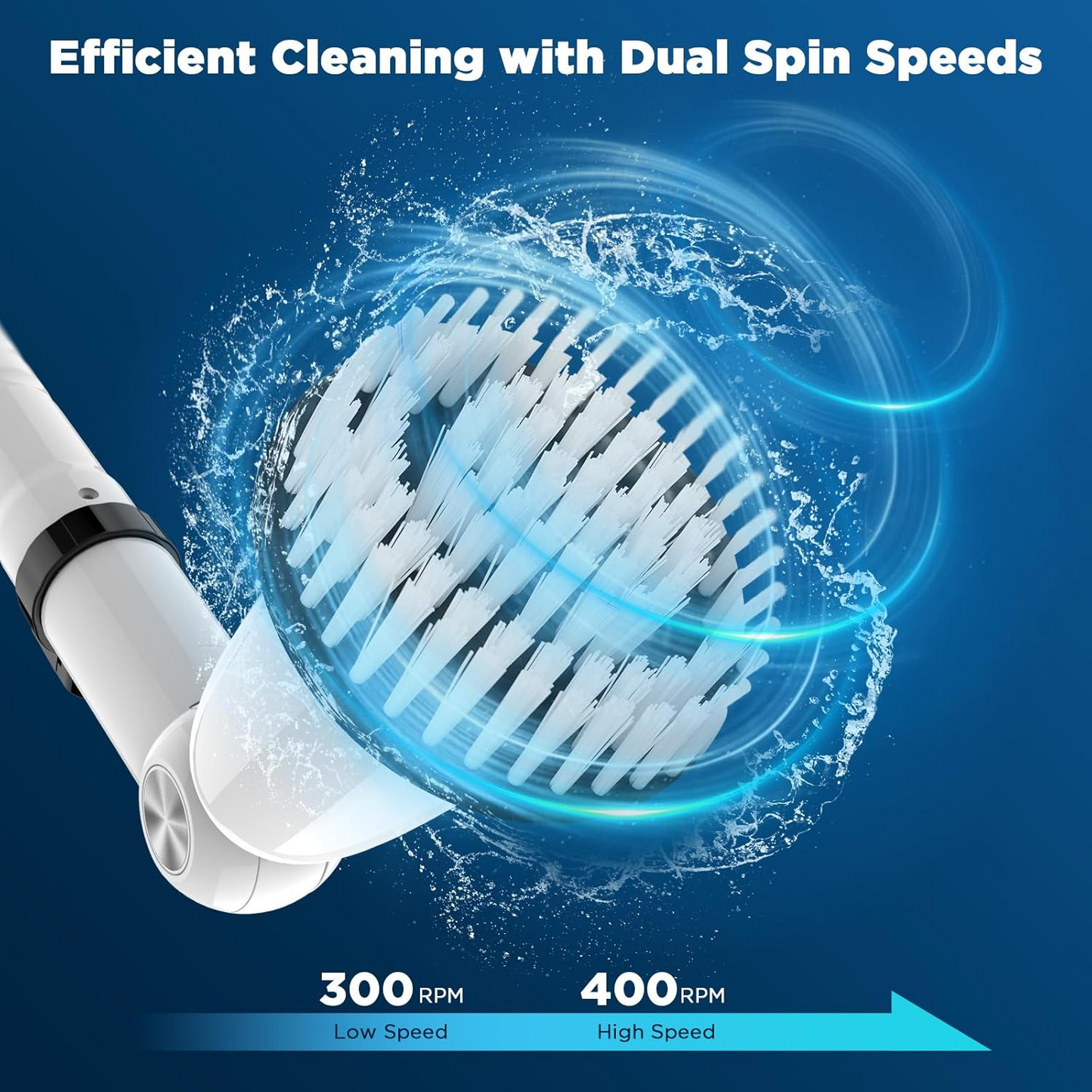 Electric Spin Scrubber with 4 Brush Heads – Extendable Handle USB-C Rechargeable – for Bathroom Shower & Tile Cleaning