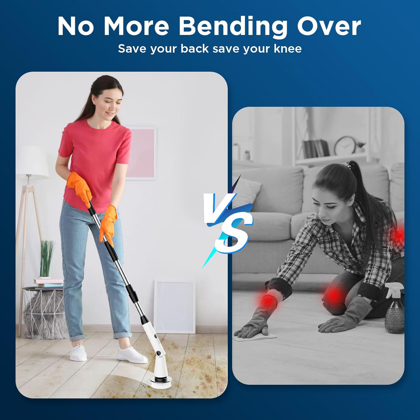 Electric Spin Scrubber - Power Shower Cleaning Brush with Extendable Handle & 4 Brush Heads