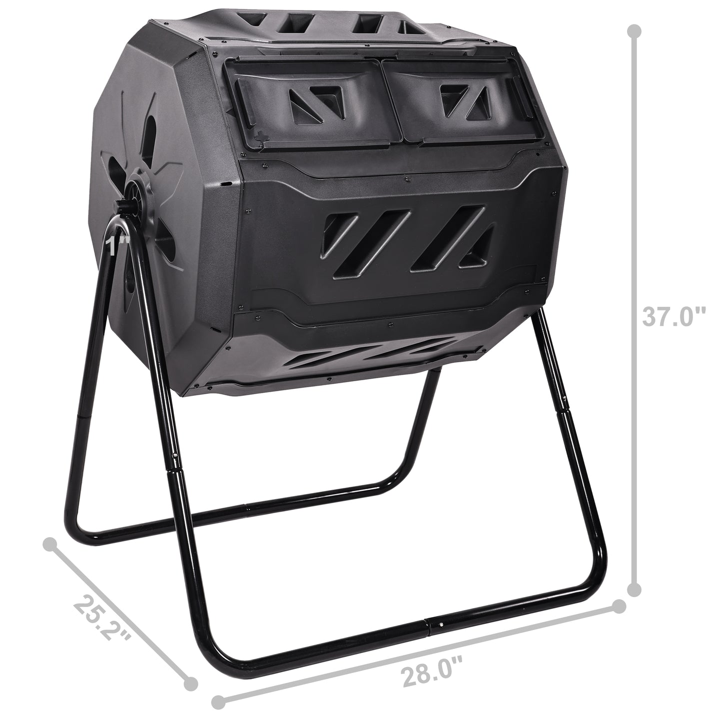 Outdoor Plastic Dual Chamber 360 ⁰ Tumbling Composter Bin for Garden Kitchen Yard 35 Gallon