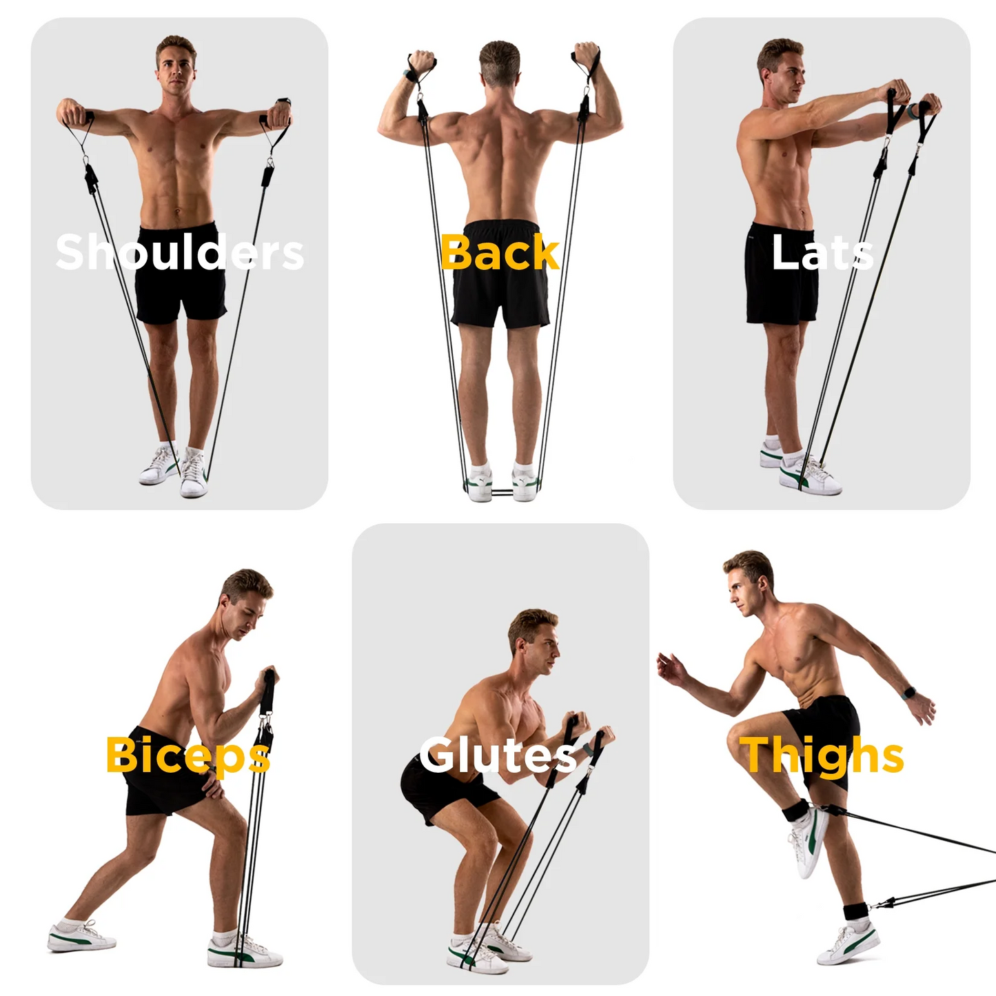 150lb Resistance Band Set - Exercise Bands with Door Anchor Black