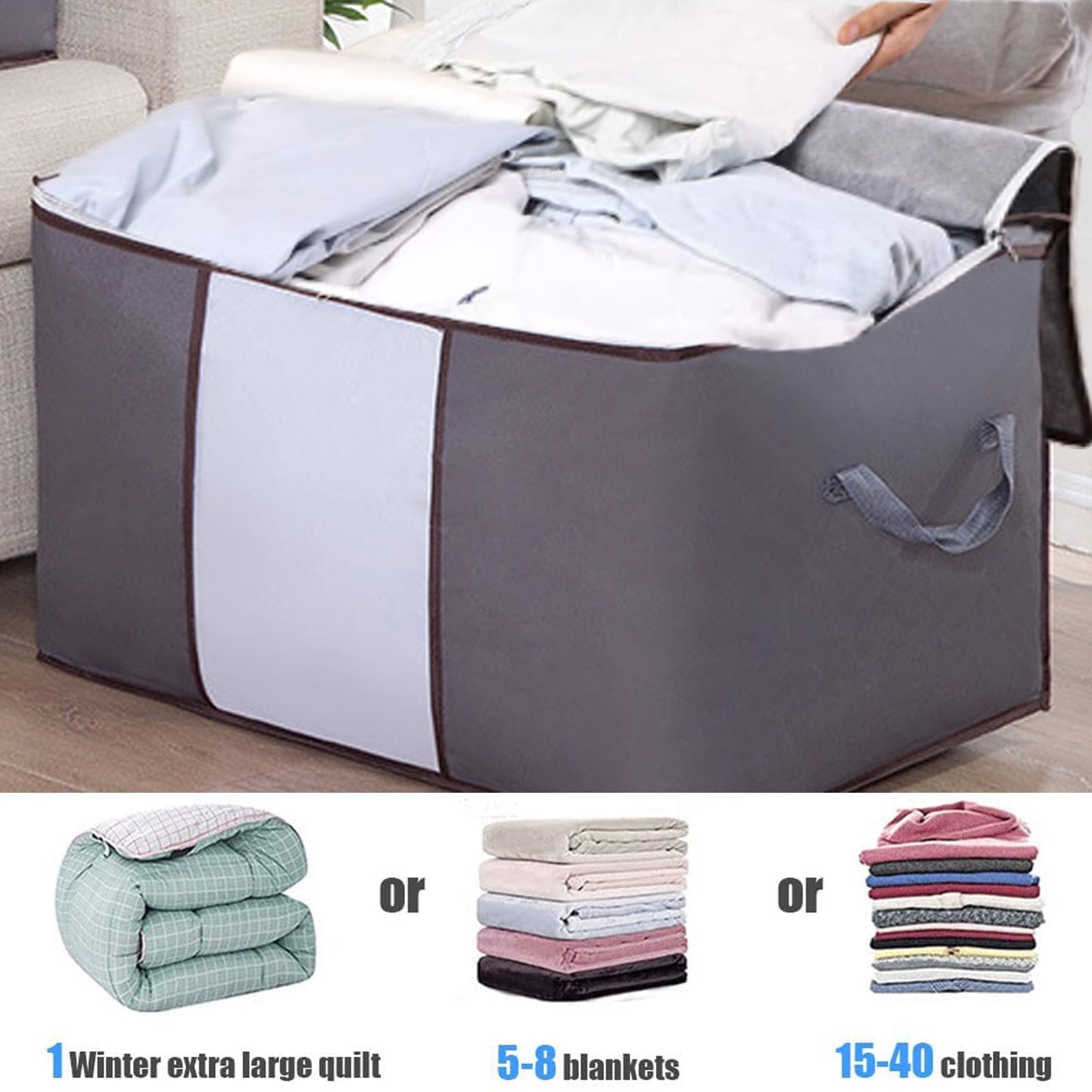 3 Pcs Clothes Storage Bag Large Clothes Organizer Closet Organization Storage Containers Bedroom Closet Clothing