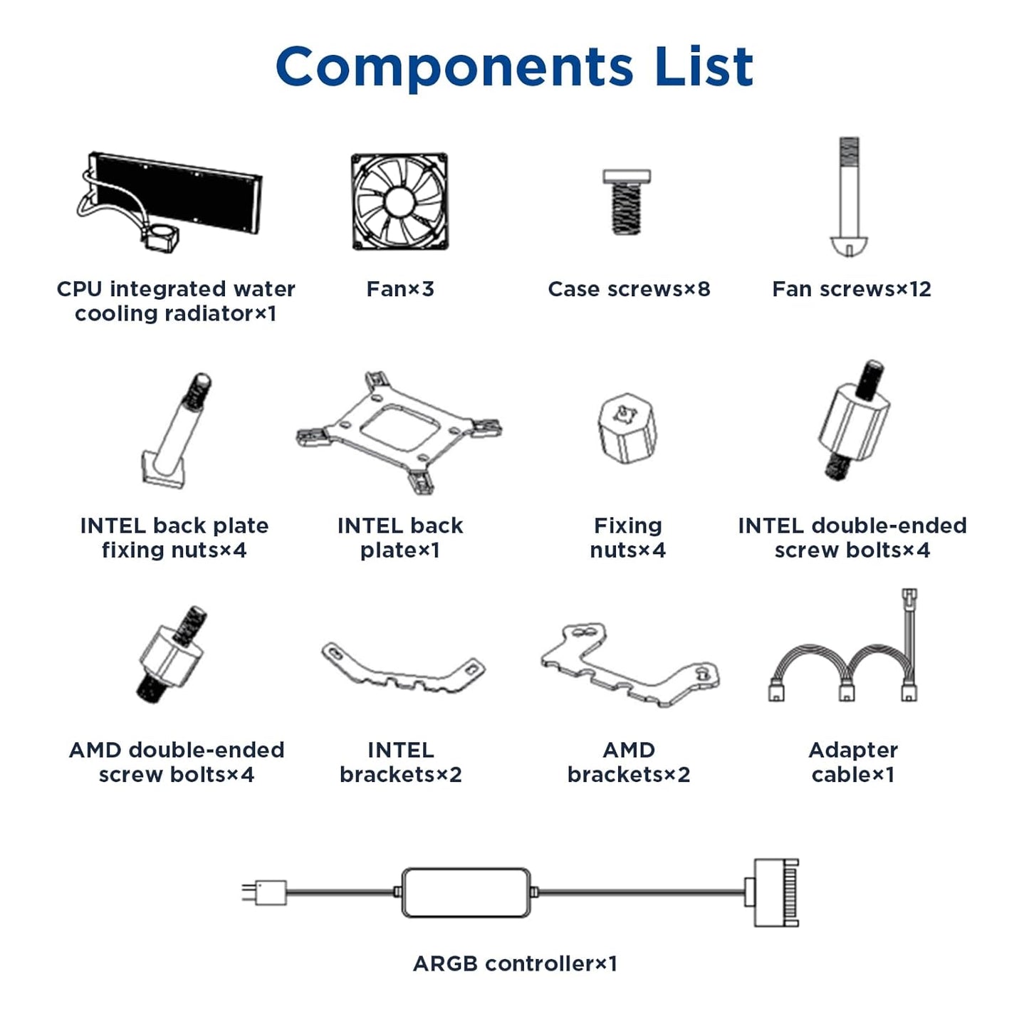 CPU Cooler Liquid Cooling CPU Water Cooler LGA 360mm Aio CPU High Efficiency Water Cooler with 1800 RPM, Compatible with Intel LGA RGB AMD - Black
