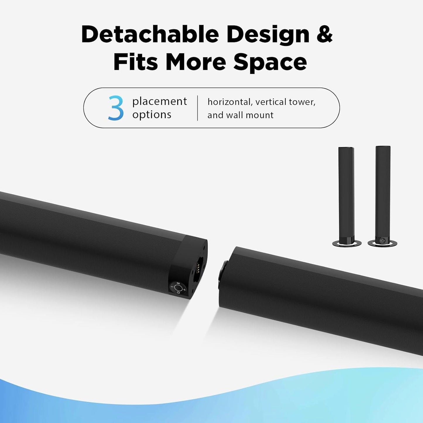 Sound Bar, 50W Sound Bars for TV, 5.0 Bluetooth TV Sound bar, Wired & Wireless Soundbar, HDMI- ARC/Optical/AUX Connection, Separable Soundbar 32 inch