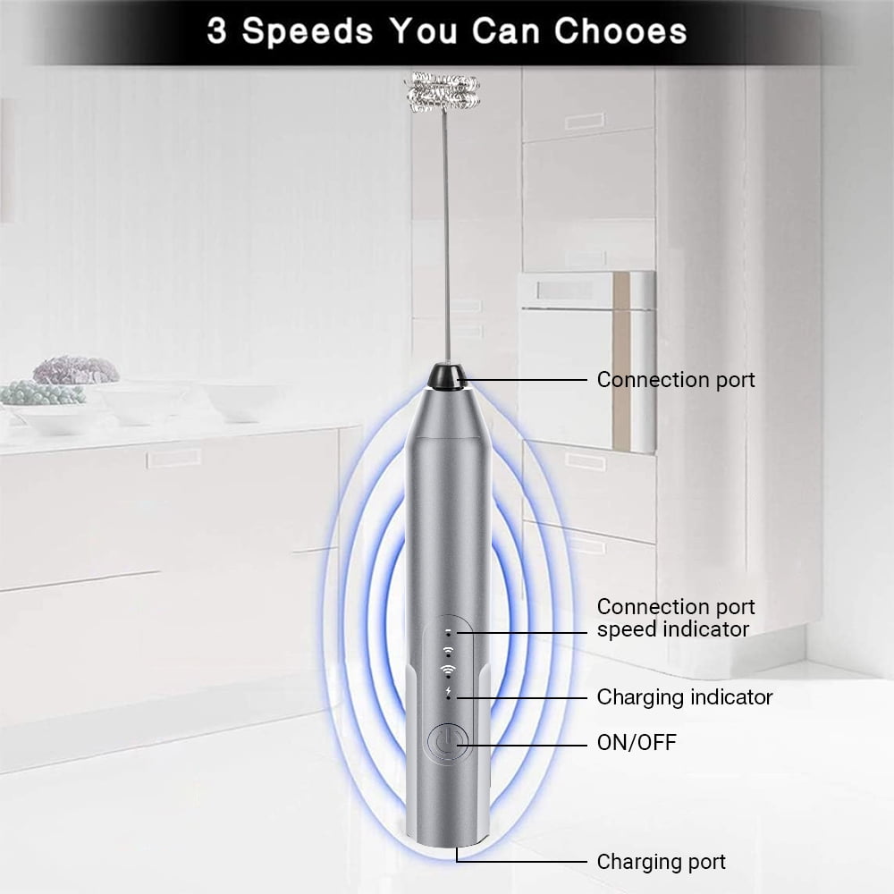Handheld Milk Frother, Electric Whisk & Mini Blender, Stainless Steel Drink Mixer