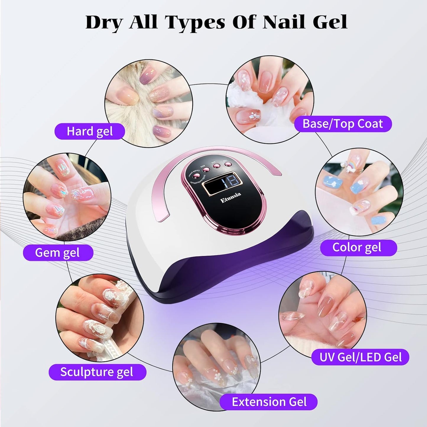 UV Light for Nails, 168W UV Light for Gel Nails/Acrylic, UV LED Nail Lamp with 4 Timer Modes - Automatic Sensor -LCD Screen - 2 UV Gloves UPF50+, Gel Nail Light for Salon Quality at Home