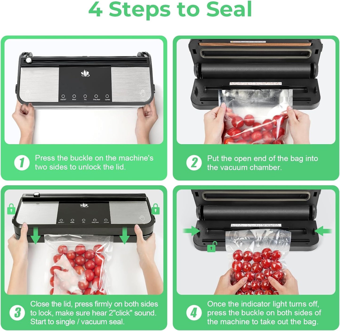 Cordless Vacuum Sealer Machine, Rechargeable Vacuum Sealer for Dry/Moist Food, Build in Cutter and Bag Storage, With External Suction Hose, 1 Pack Vacuum Sealer Roll, Mason Jar Starter Kit