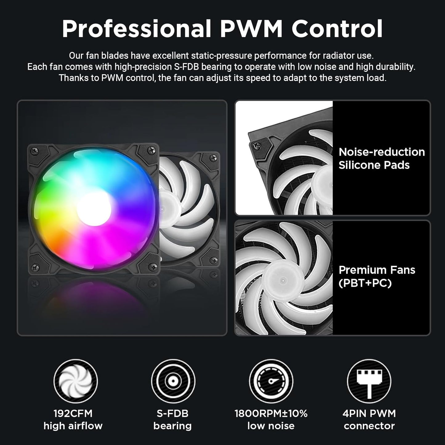 CPU Cooler Liquid Cooling CPU Water Cooler LGA 360mm Aio CPU High Efficiency Water Cooler with 1800 RPM, Compatible with Intel LGA RGB AMD - Black