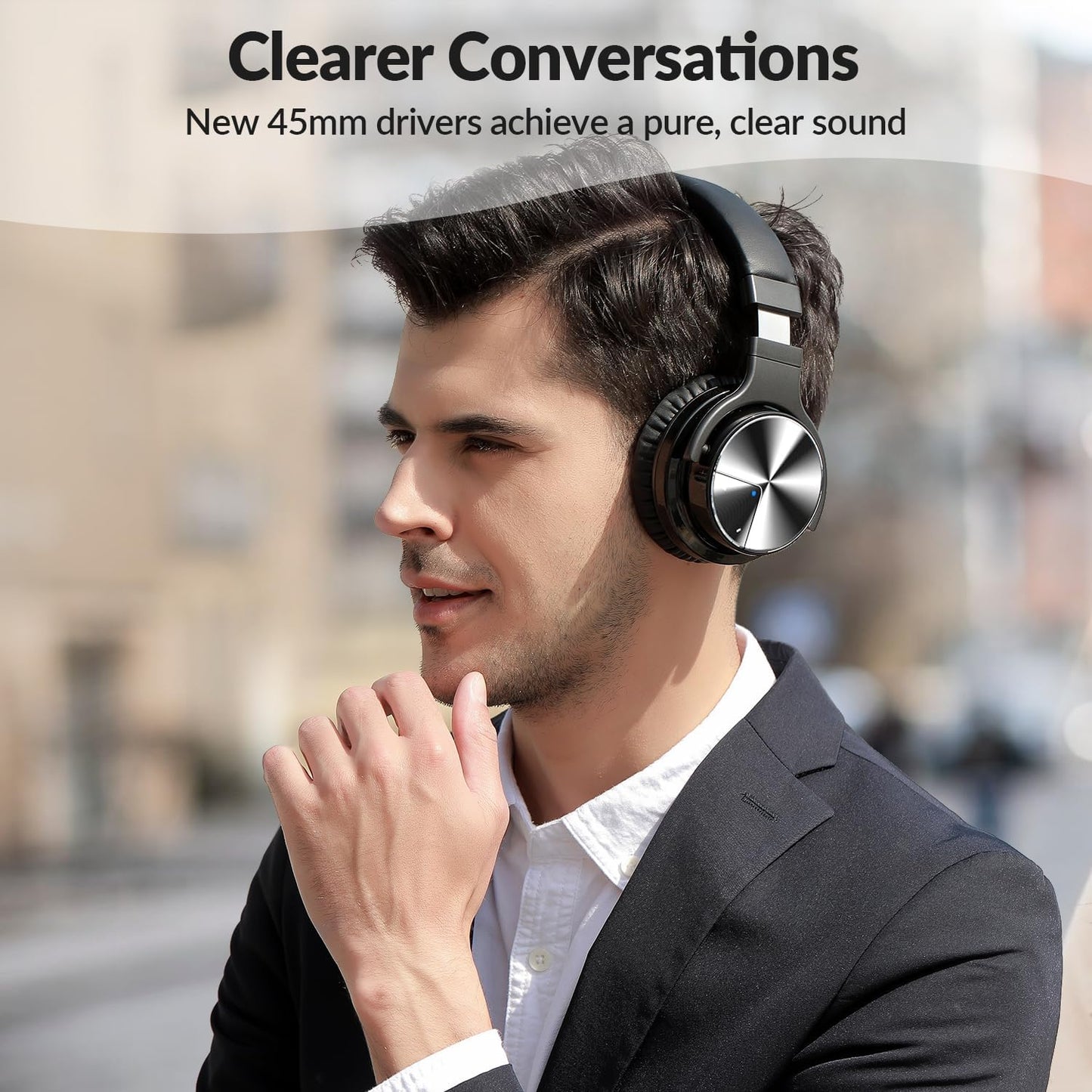 Active Noise Cancelling Headphones Bluetooth Headphones with Microphone Deep Bass