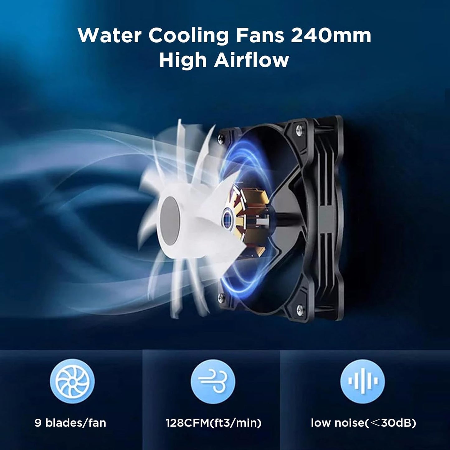 CPU Liquid Cooler CPU Water Cooler 240mm Aio CPU Cooler Liquid CPU Cooling, Compatible with AMD Intel LGA RGB - Black