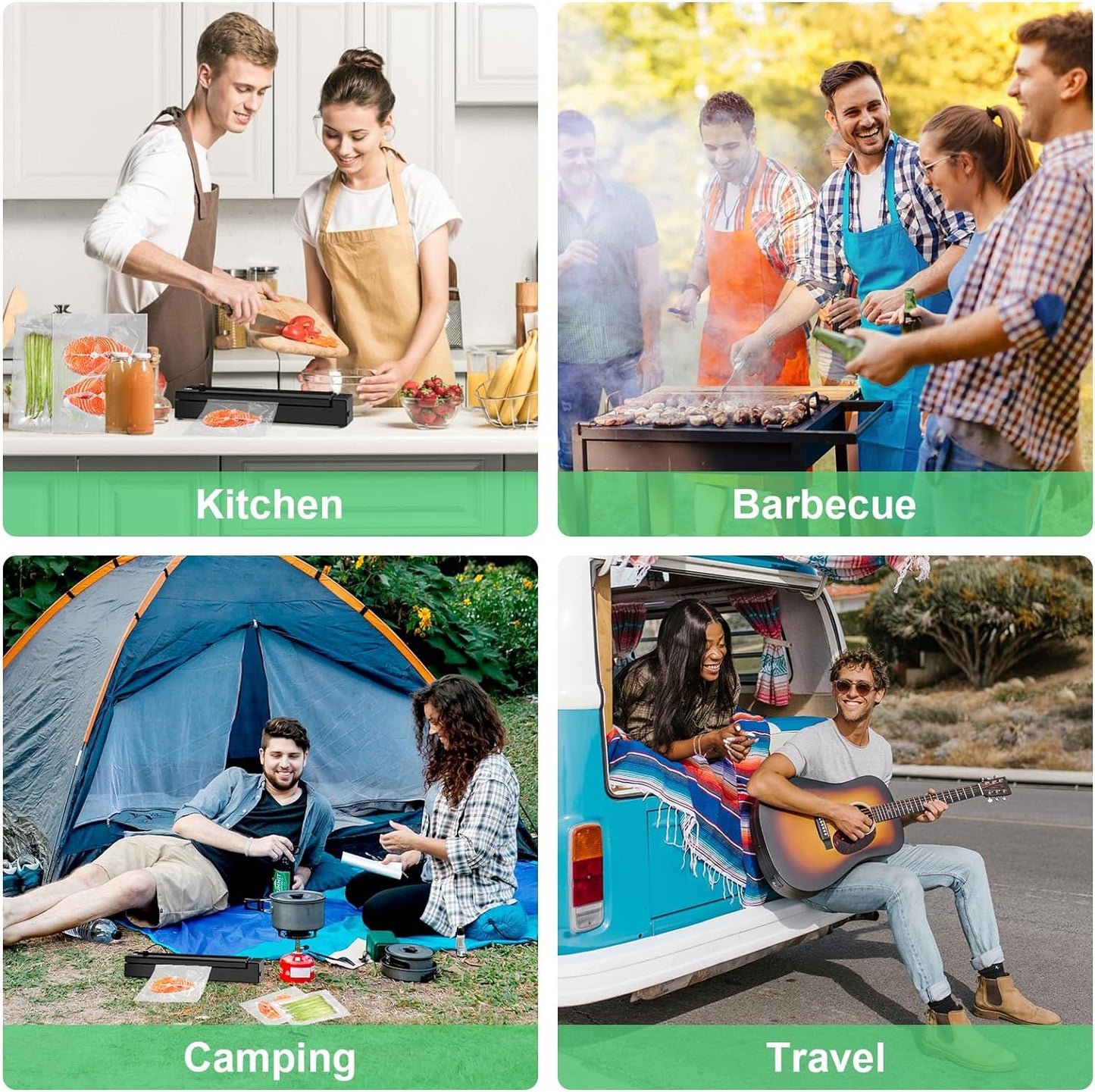 Cordless Rechargeable Vacuum Sealer Machine for Food Storage and Sous Vide - With External Vacuum, Suction Hose, Bag Cutter, and 10 Bags