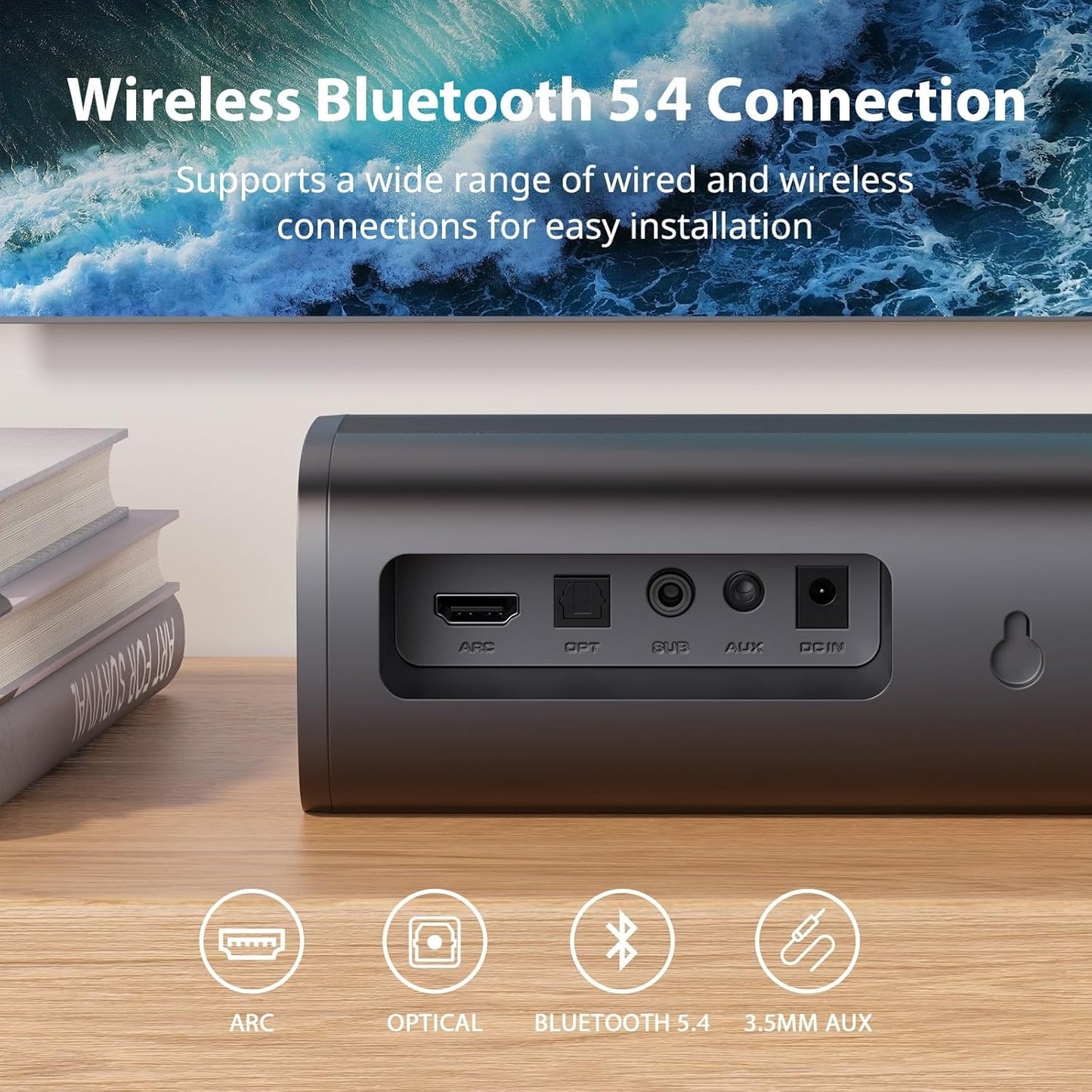 Sound Bar for TV with Big Powerful 110W Subwoofer Deep Bass Bluetooth 5.4 ARC Optical AUX Bluetooth Connect