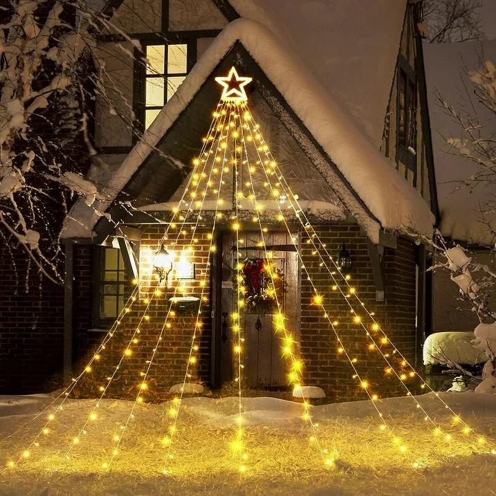 Christmas Star Waterfall Tree Lights 10ft 344ct