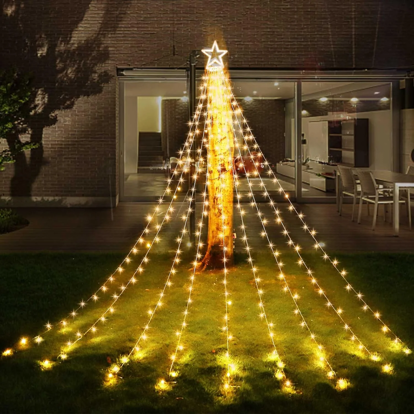 Christmas Star Waterfall Tree Lights 10ft 344ct