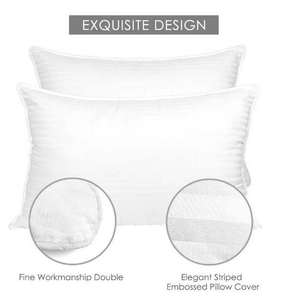 2 Pack Queen Size Bed Pillows for Side and Back Sleeper, with two pillowcases