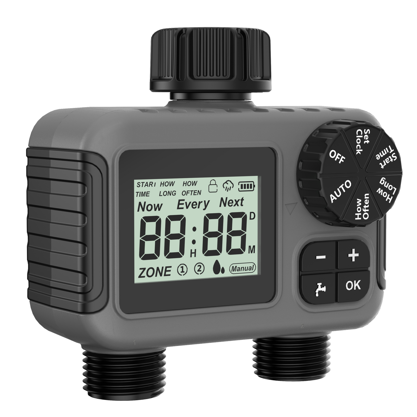 Water Timer for Garden Hose - 2 Zone Sprinkler Timer with Rain Delay/Manual Watering/Automatic Irrigation Controller System