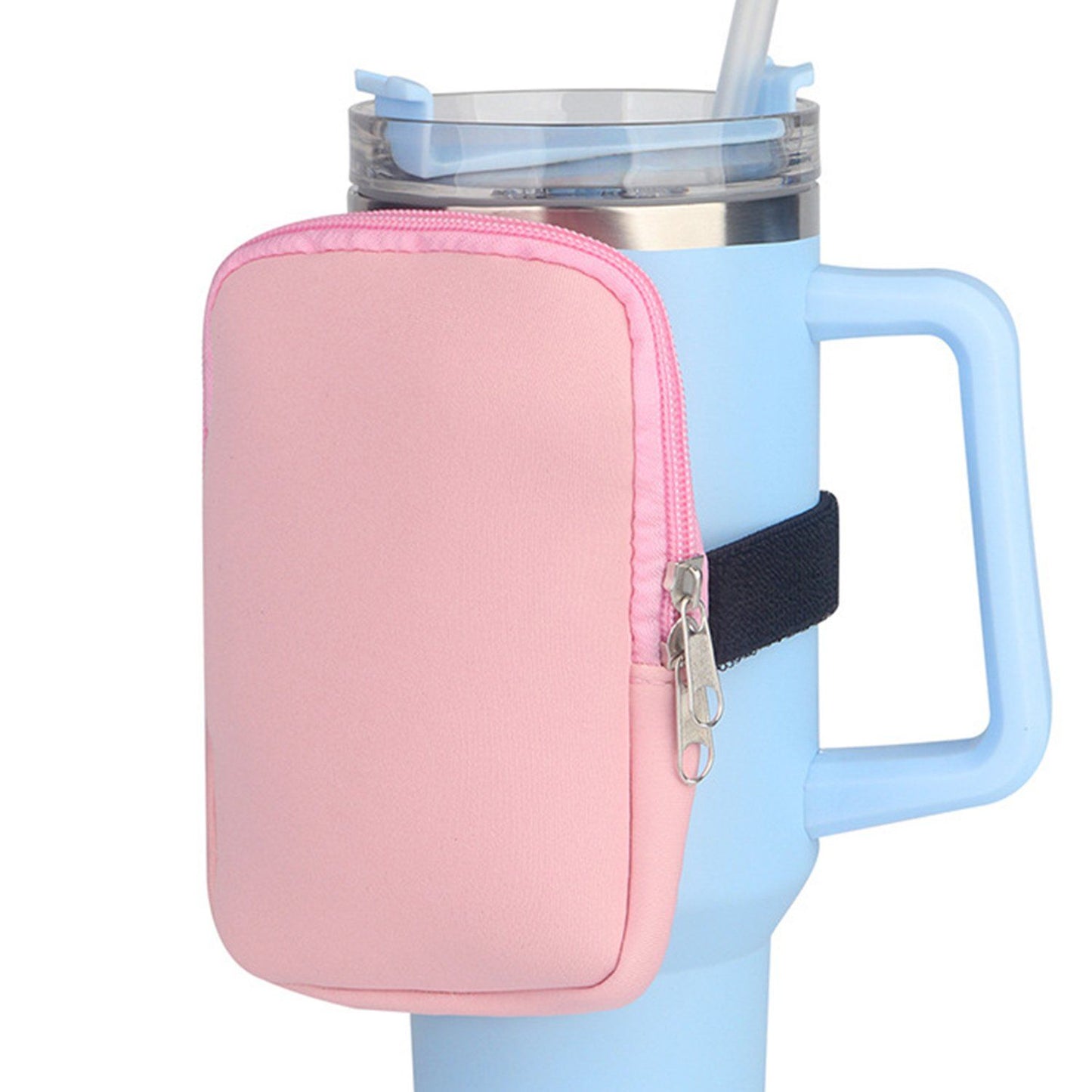 Water Bottle Pouch Gym Accessories with Adjustable Shoulder Strap Pink