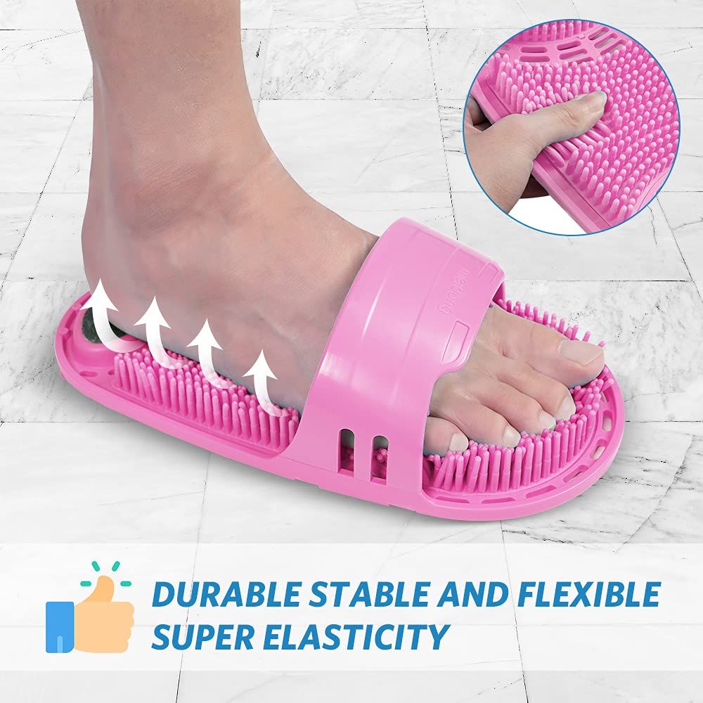 Silicone Foot Scrubber Massage and Cleaning Non-Slip for Shower (1PCS Pink)