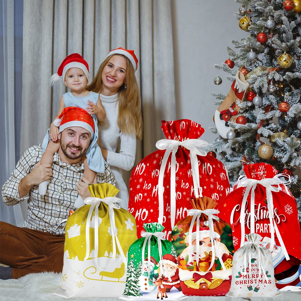 Christmas Gift Bags 34Pcs Drawstrings Gift Bag Christmas Bags For Gifts Xmas Presents Wrapping Bags