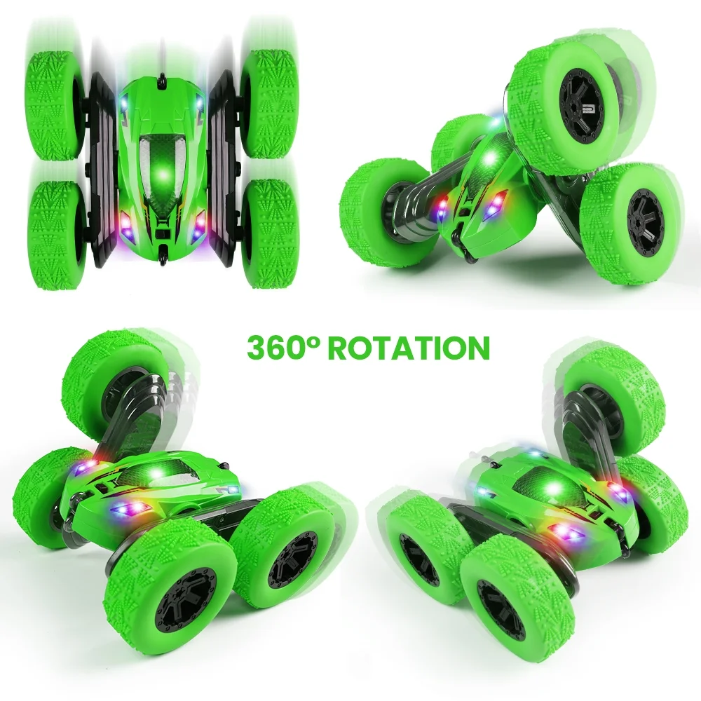 Remote Control Car 4WD RC Cars 2.4GHz Electric Race Stunt Toy Car Rechargeable Birthday Gift Green