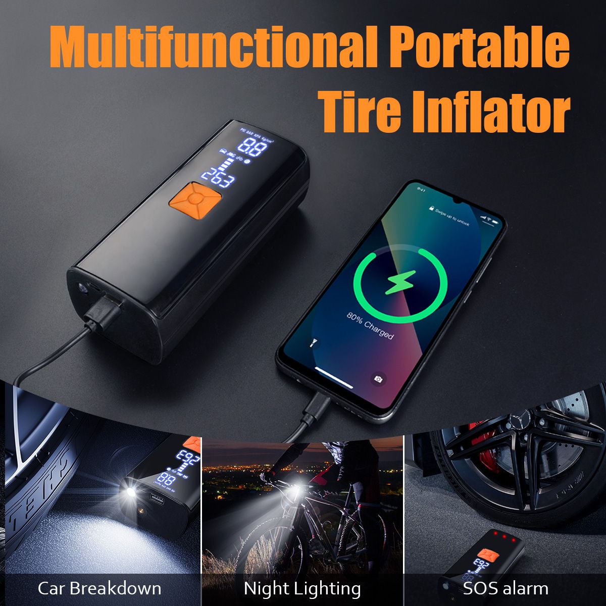 Tire Inflators Cordless Air Pump, Suitable for Car, Motorcycle,Bike Tires and Balls with Gauge for Car Tires 20000mAh and 150PSI Digital LCD