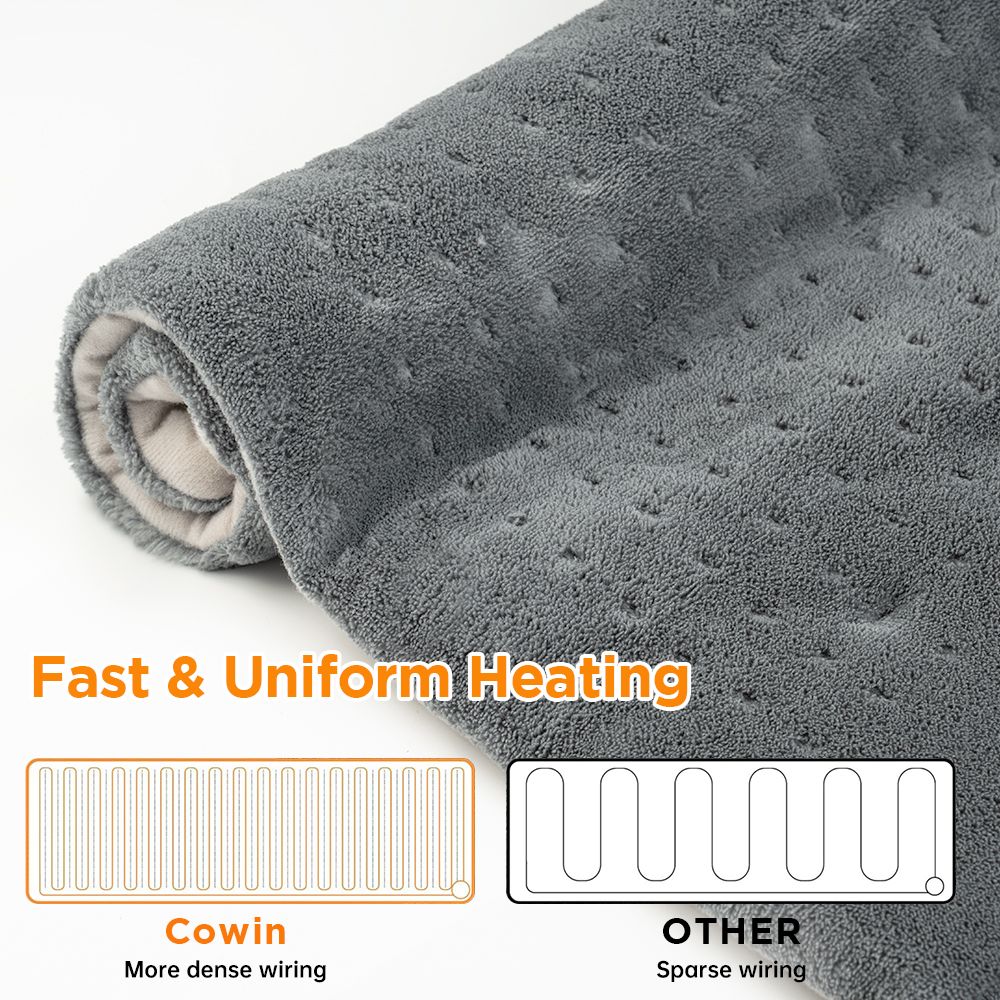 12''x24'' Gray Electric Heating Pad for Pain Relief, Machine Washable with 3 Heat Settings ,Heating pad for Neck and Shoulder, Knee, Arms, Legs