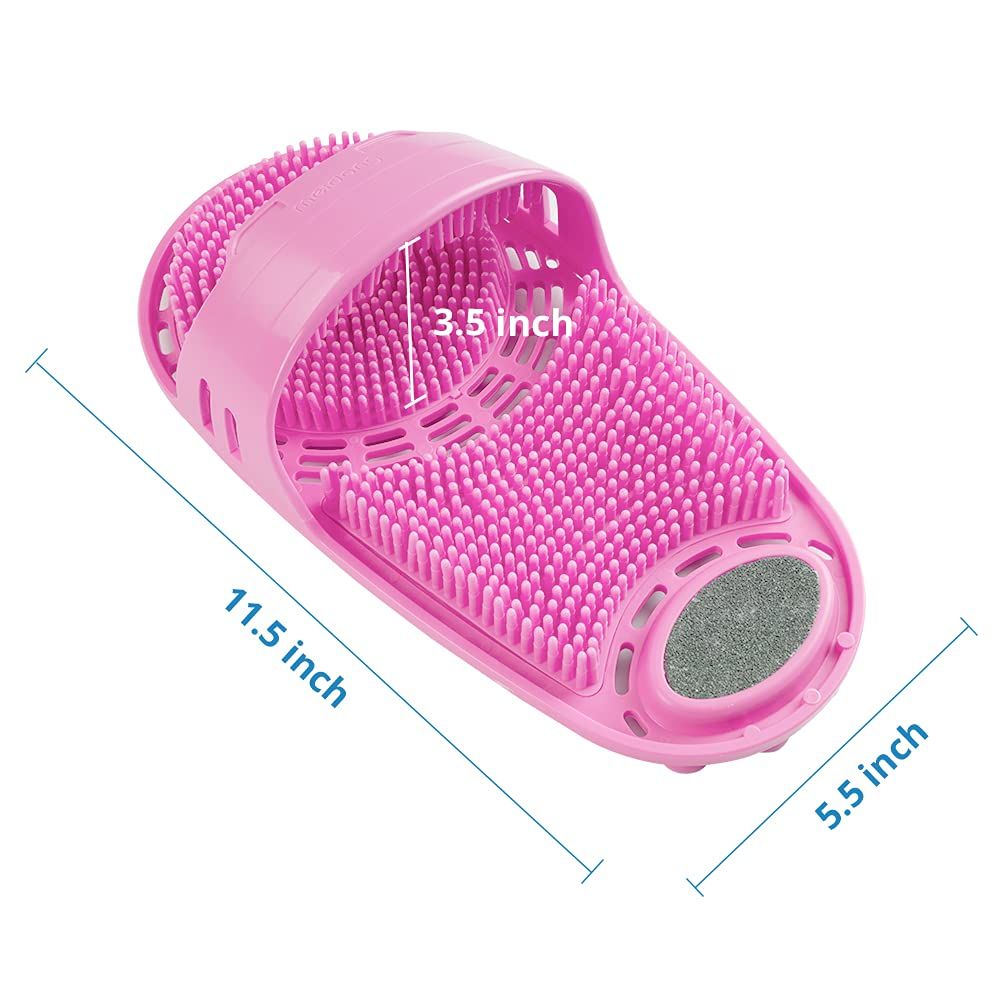 Silicone Foot Scrubber Massage and Cleaning Non-Slip for Shower (1PCS Pink)