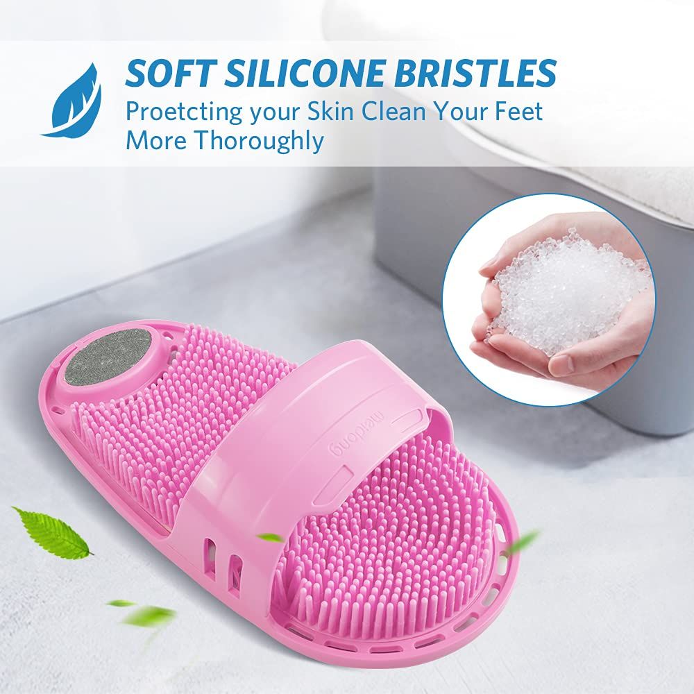 Silicone Foot Scrubber Massage and Cleaning Non-Slip for Shower (1PCS Pink)
