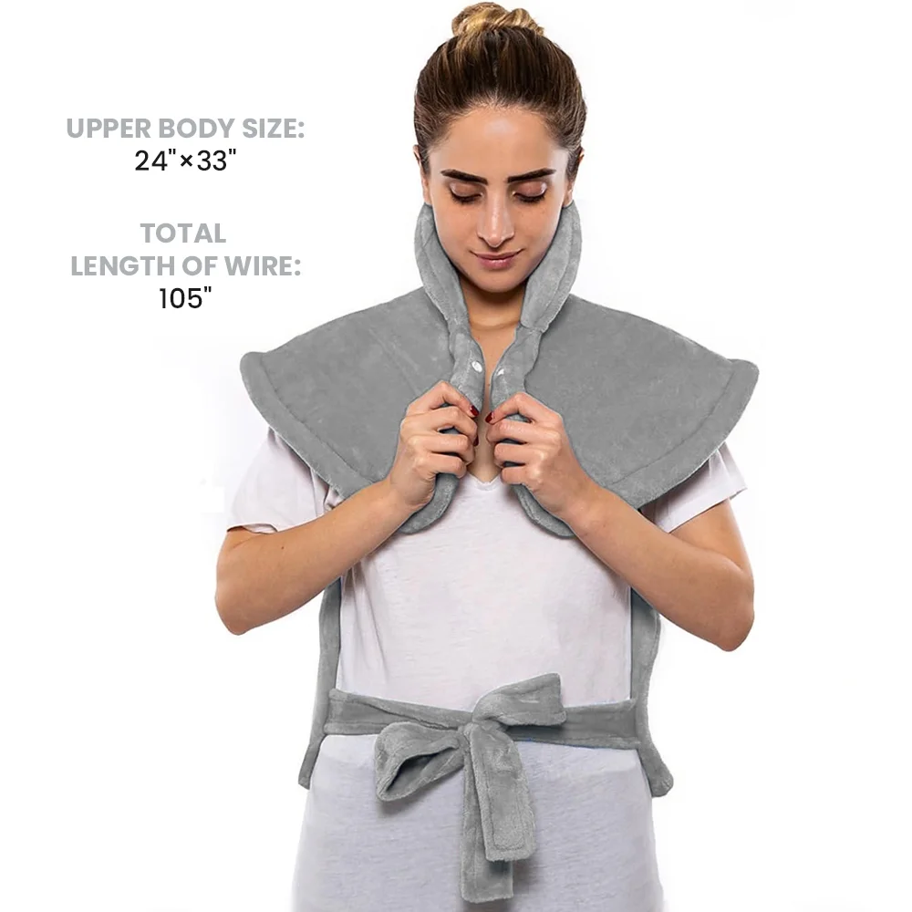 24" x33 "Heating Pad for Back Neck and Shoulders Heating Vest , 6 Heating Modes for Relaxing Gery