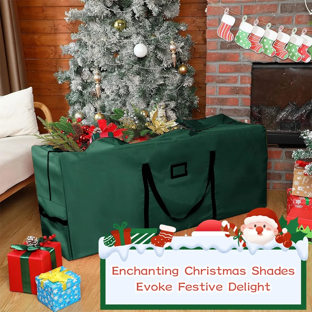 7.5Ft Christmas Tree Storage Bag, Used For Holding Artificial Christmas Trees, Green (50"x16"x20")