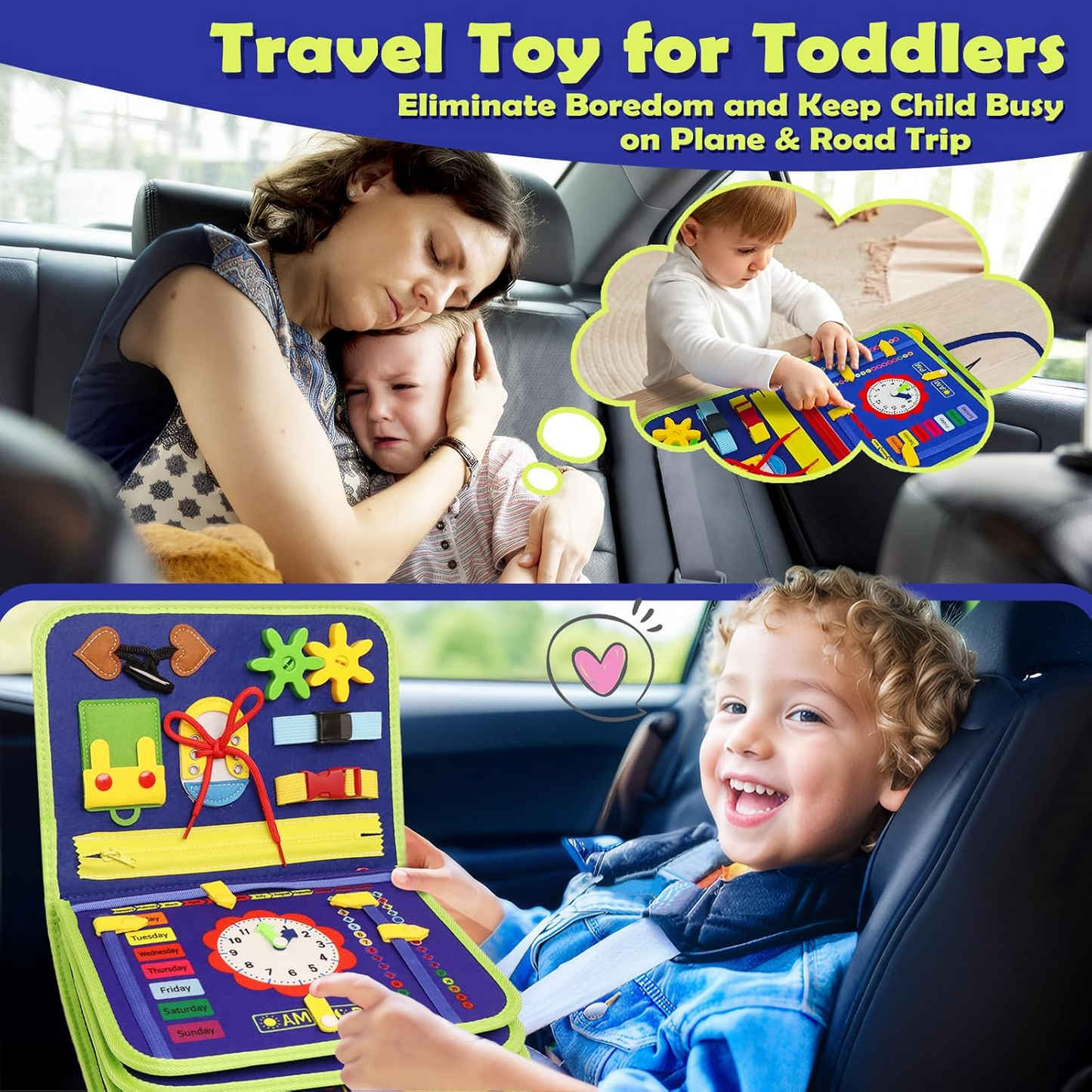 Montessori Busy Board Book Sensory Learning Toys for Toddlers