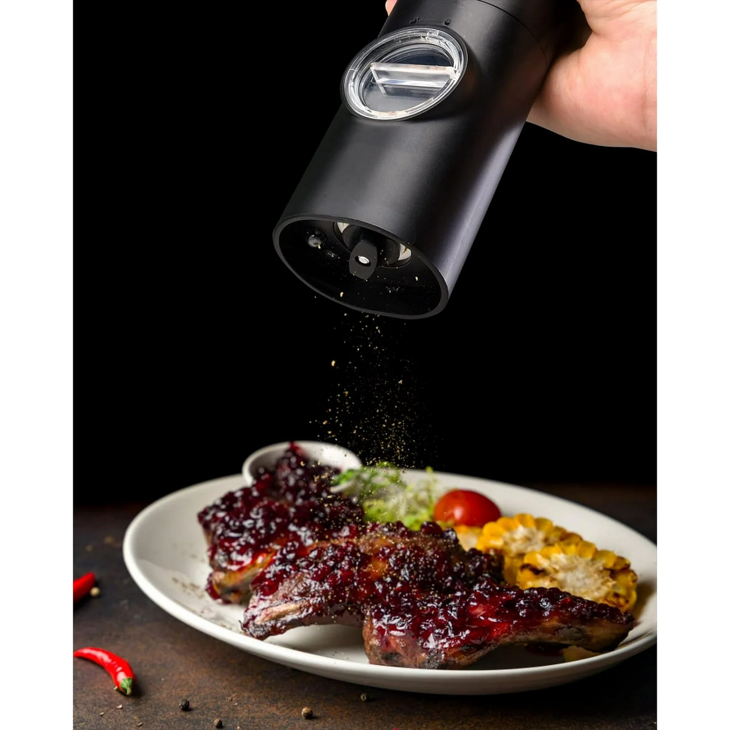 Automatic Battery-Powered Salt & Pepper Grinder Set with Adjustable Coarseness