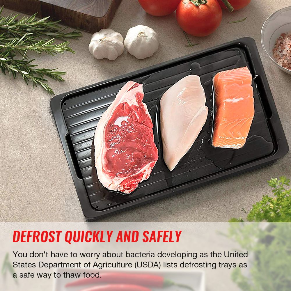 Defrosting Tray with Drip Plate Tongs Sponge Defrosting Board Fast Safe Thawing Frozen Meat Foods