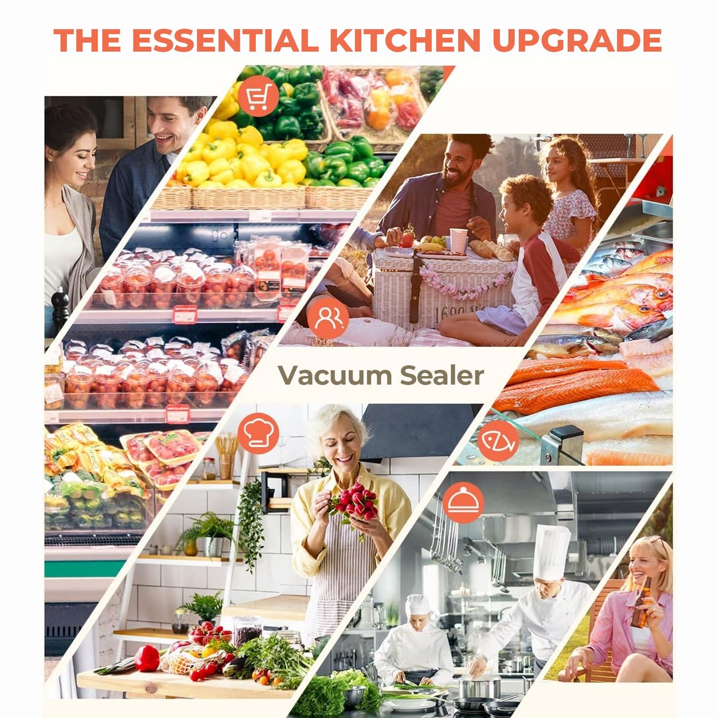 Food Vacuum Sealer Machine Built-in Cutter Automatic Air Sealing System Dry Moist Modes Food Preservation