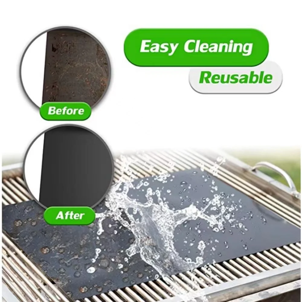 BBQ Grill Mat Set of 5 Baking Mats Resuable Non-Stick Electric Grill Gas Charcoal BBQ 15.75 x 13 inch