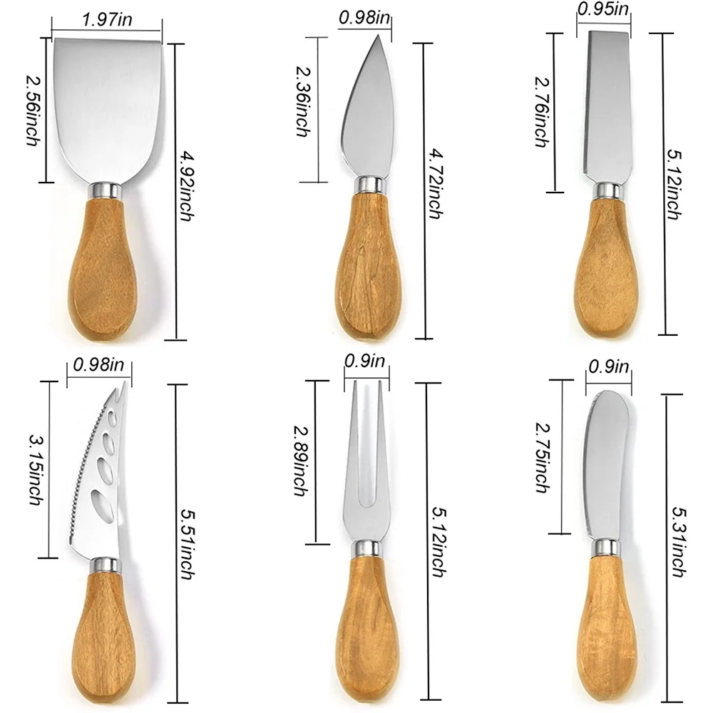 6 Pieces Cheese Knife Cutlery Gift Set, Cheese Knives Set Cheese Spreader Slicer Cheese Cutter Cheese Fork Cheese Spreading Knife
