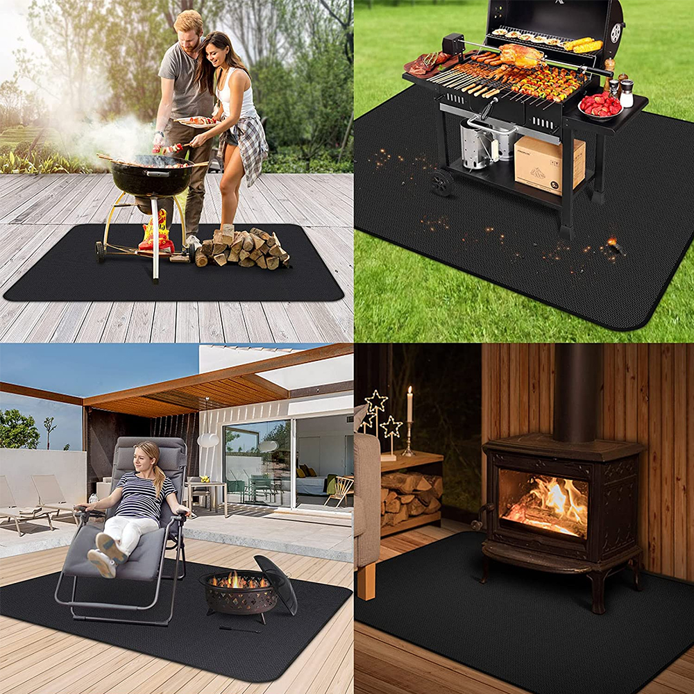 Under Grill Mats Fireplace Fire Pit Mats Fireproof Grill Pad Reusable 50 x 36 inch