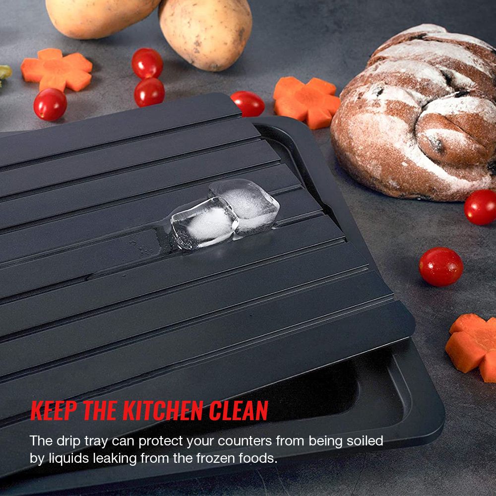 Defrosting Tray with Drip Plate Tongs Sponge Defrosting Board Fast Safe Thawing Frozen Meat Foods