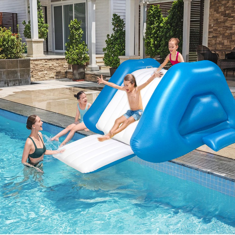 Inflatable Water Slide Pool Slide Built-in Sprayers 9.5x4.5x3.6" Kids Ages 6 & up Blue