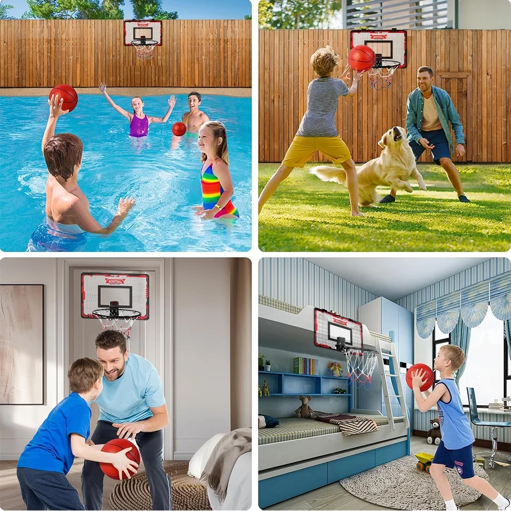 Indoor Basketball Hoop Automatic Scoring Electronic Scoreboard with 3 Balls Basketball Toy for Kids