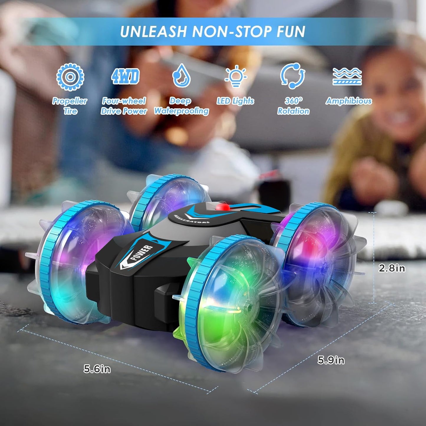 Amphibious Waterproof 360° Flips 4WD RC Stunt Car 2.4GHz All-Terrain Vehicle Birthday Gift