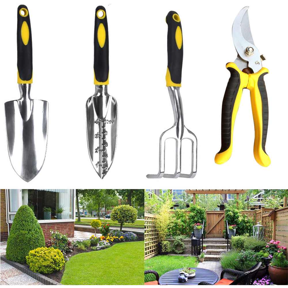 Garden Tools Set with Pruning Shears / Hand Trowel / Transplanter / Hand Rake / Gardening Gloves 5 Pcs