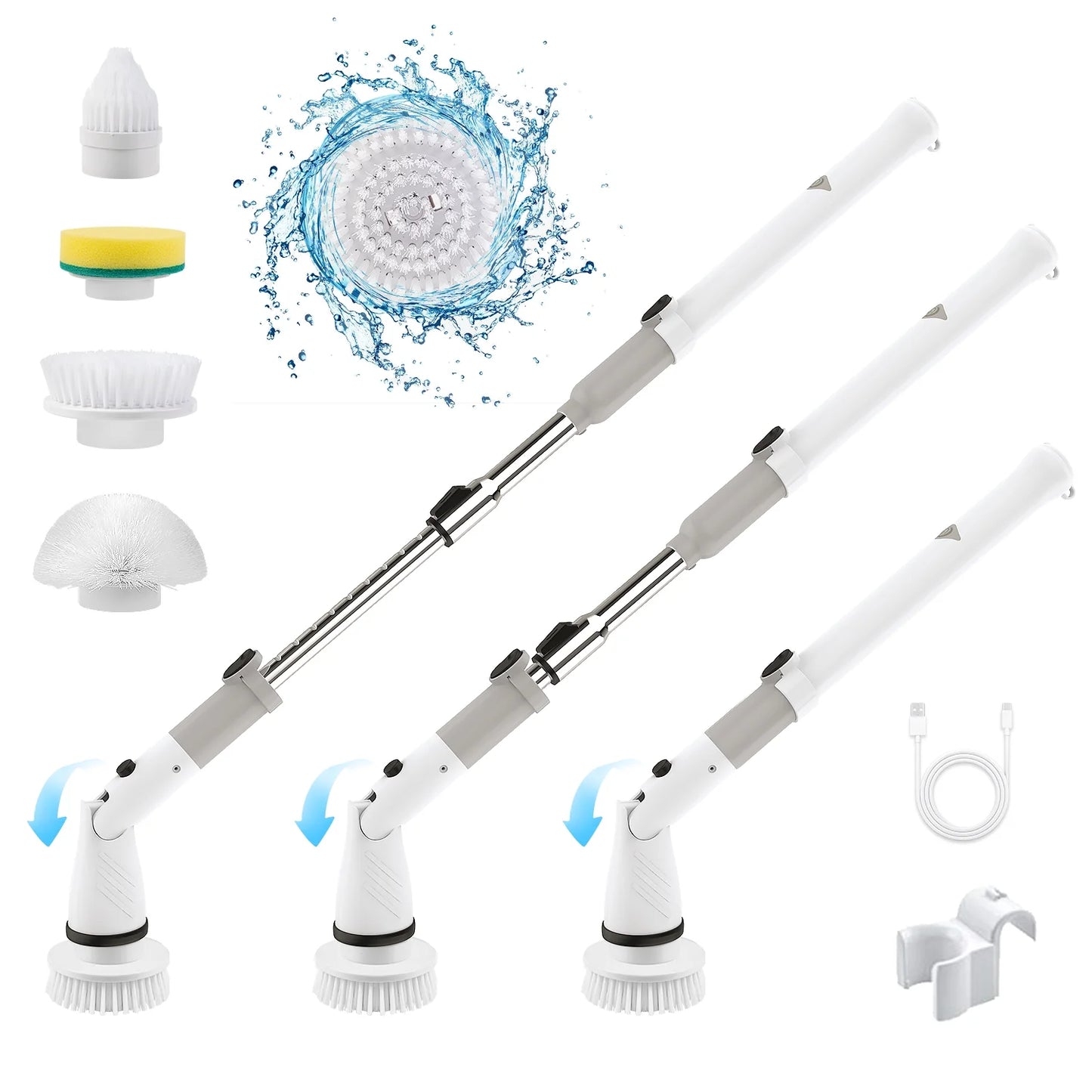 Electric Spin Scrubber Cordless Power Cleaning Brush Extension Handle for Bathroom Bathtub Floor Tile